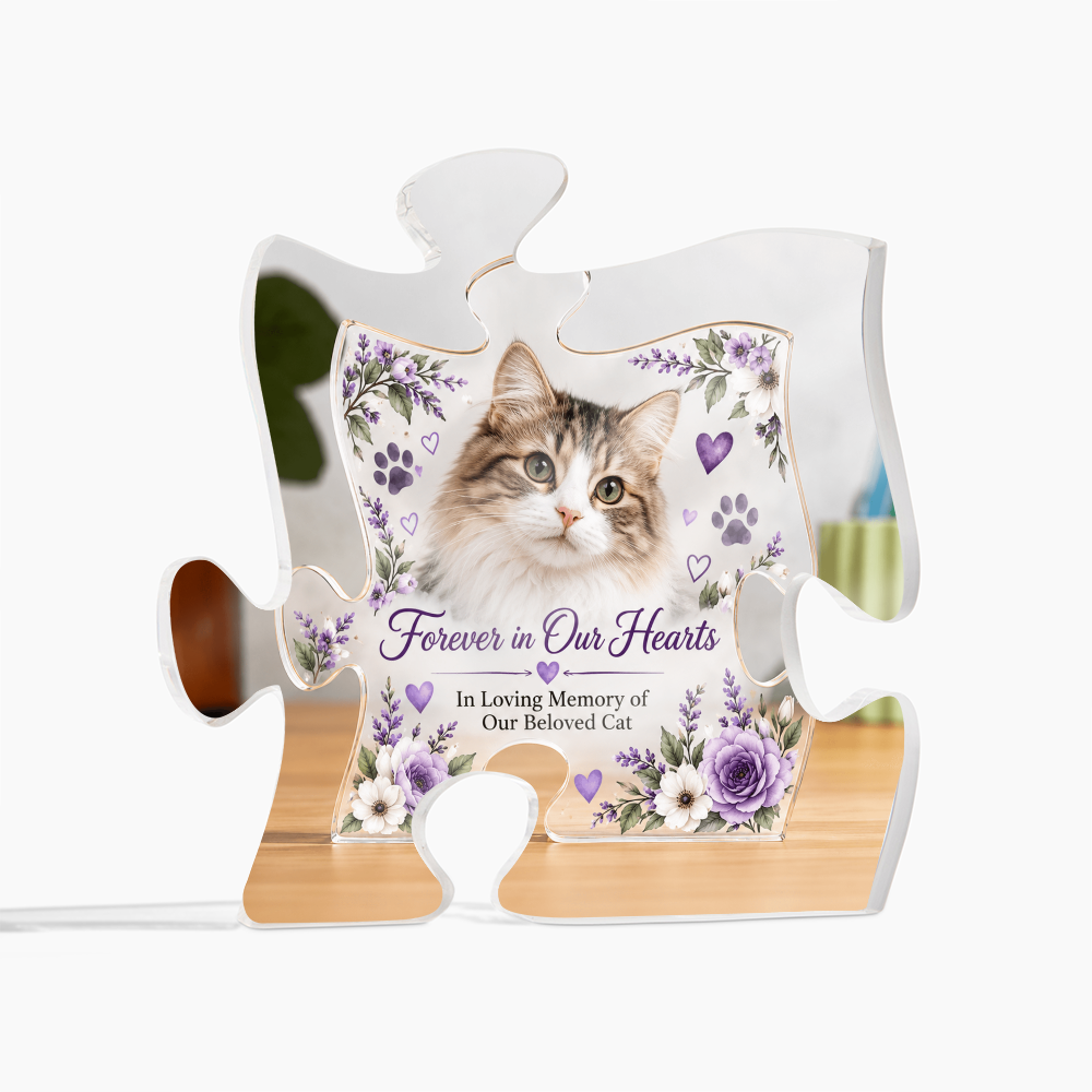 Cat Memorial Jigsaw Puzzle-Shaped Ornament – Personalised Pet Loss Keepsake