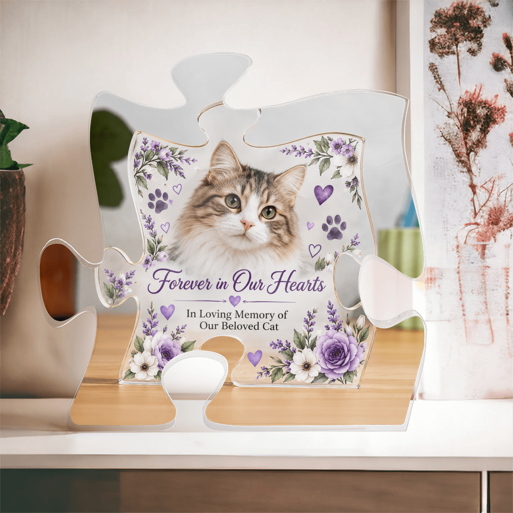 Cat Memorial Jigsaw Puzzle-Shaped Ornament – Personalised Pet Loss Keepsake