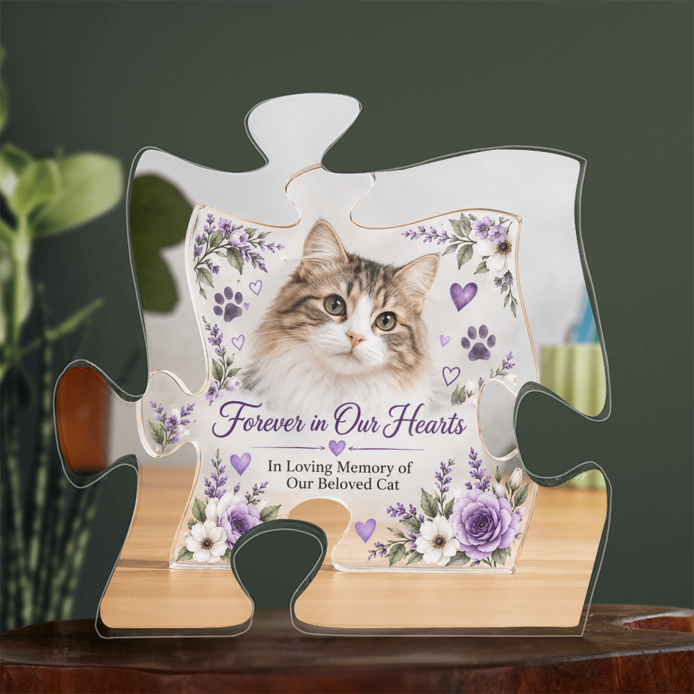 Cat Memorial Jigsaw Puzzle-Shaped Ornament – Personalised Pet Loss Keepsake