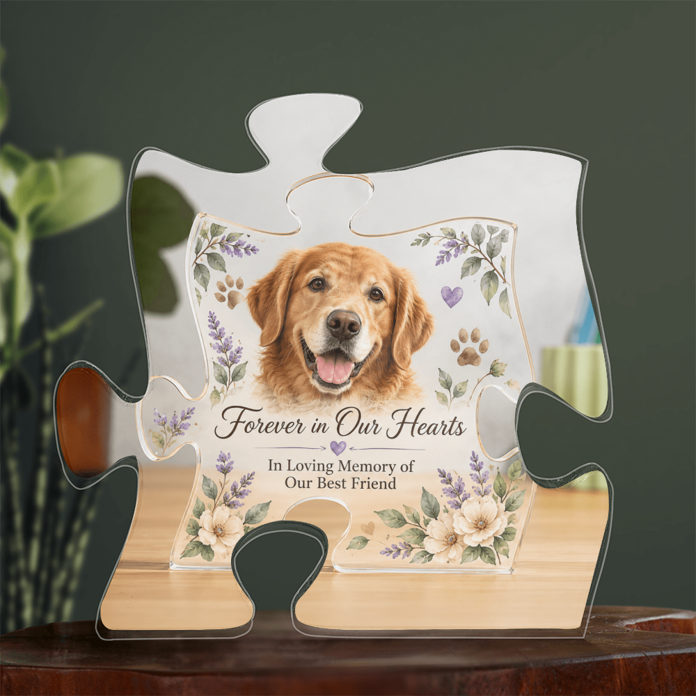 Dog Memorial Jigsaw Puzzle-Shaped Ornament – Personalised Pet Loss Keepsake