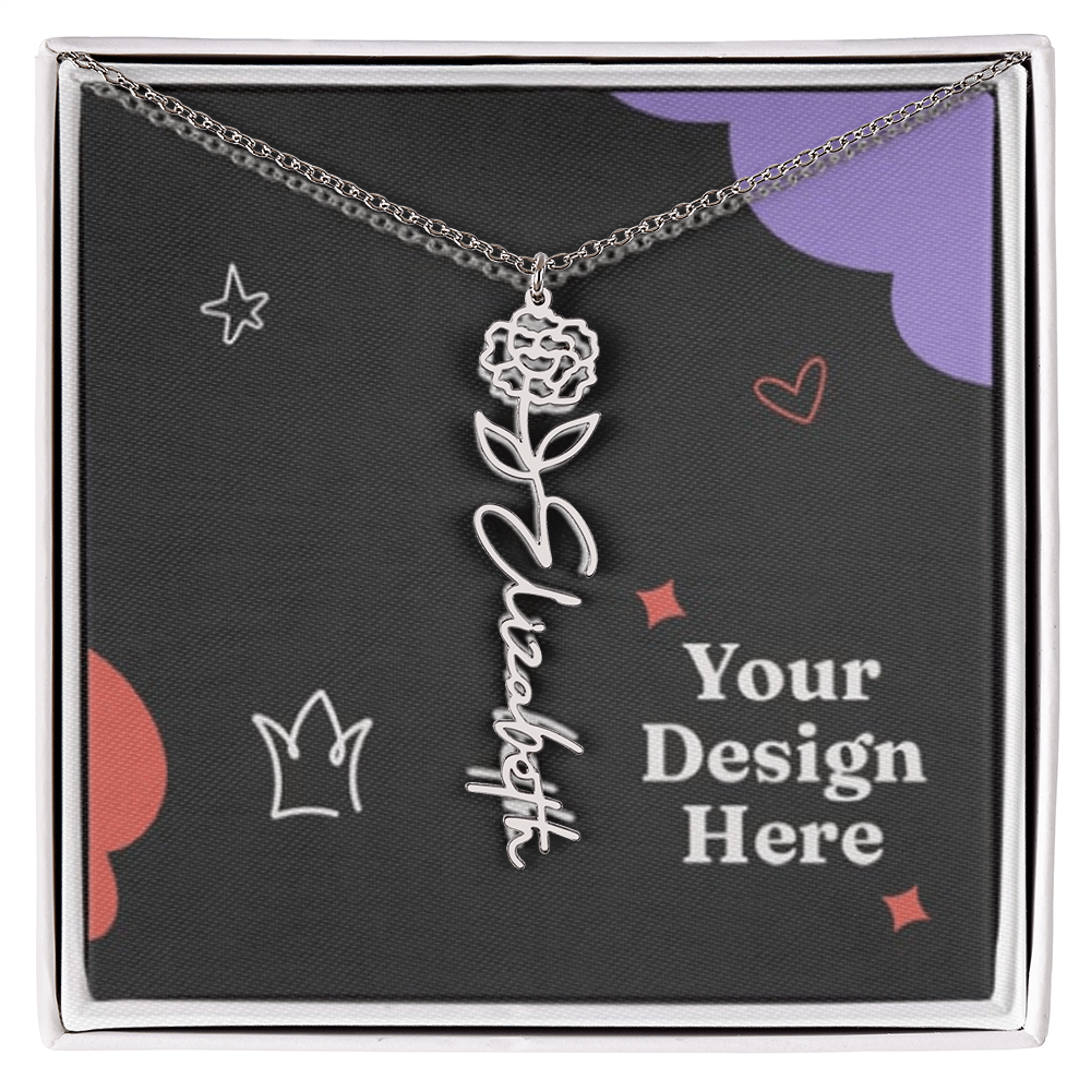 Custom Flower Name Necklace for Ladies – Unique Floral Jewelry Design
