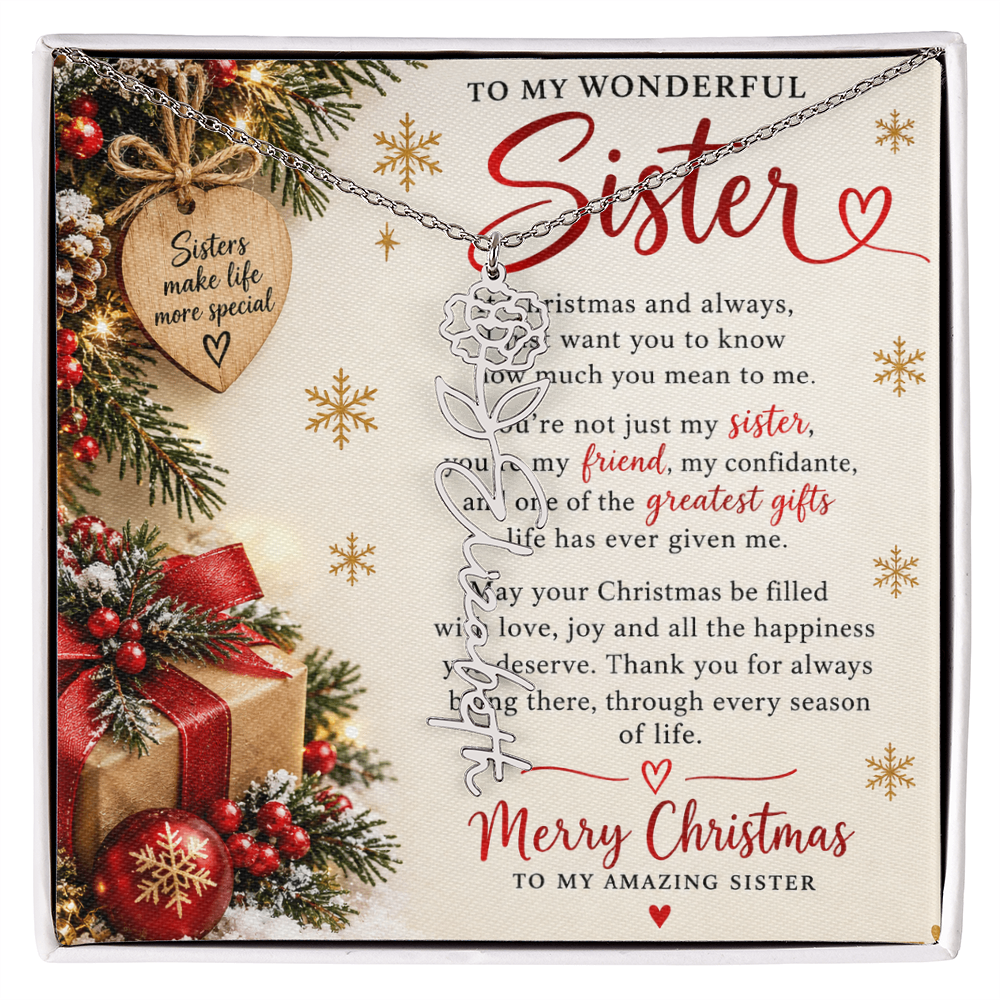 Sister Gift Flower Name Necklace – Personalised Jewellery for Her