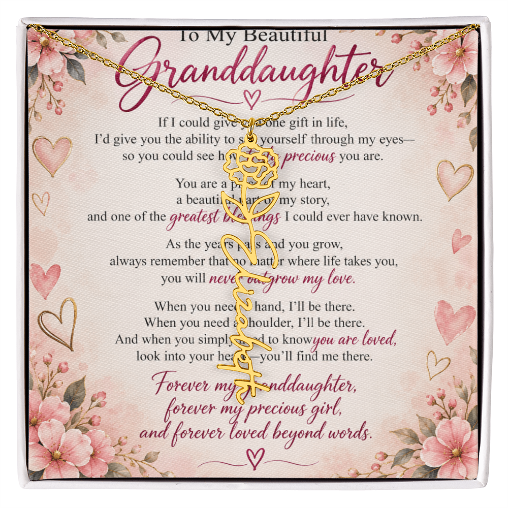 Granddaughter Flower Name Necklace – Personalised Gift from Grandma