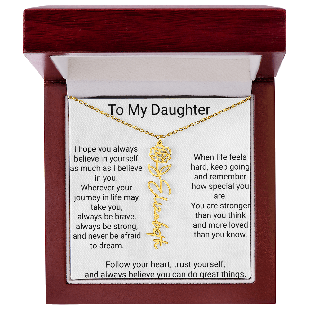 Personalised Flower Name Necklace for Daughter – Beautiful  Special Gift