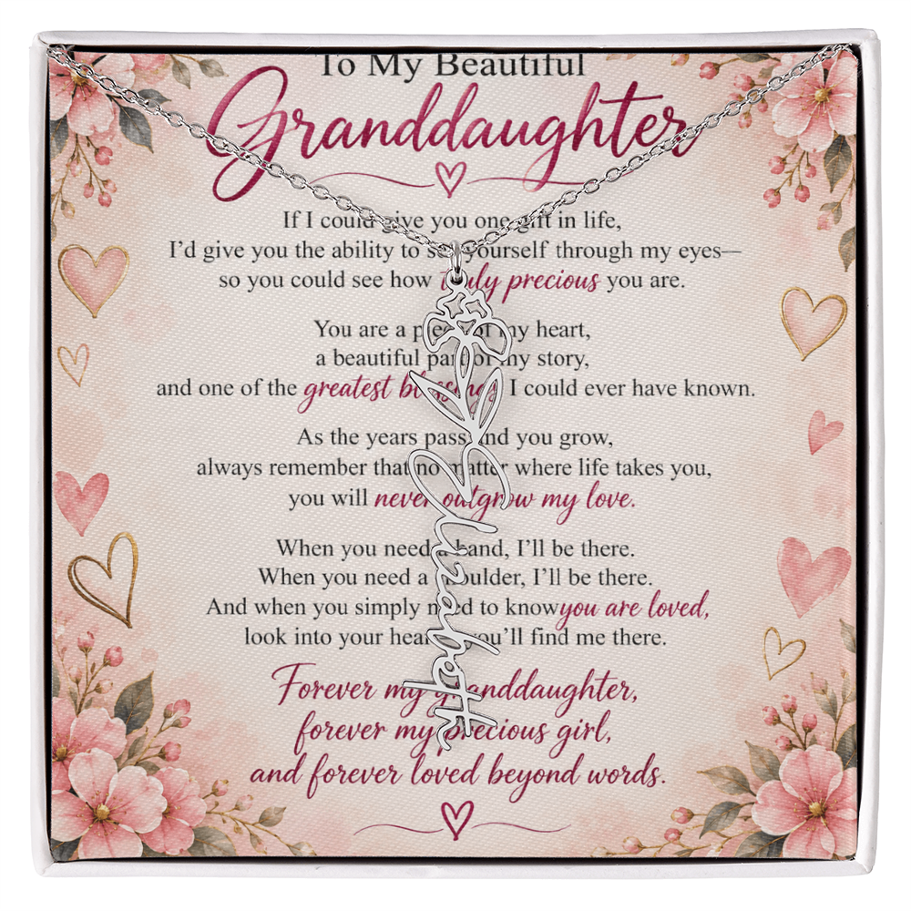 Granddaughter Flower Name Necklace – Personalised Gift from Grandma