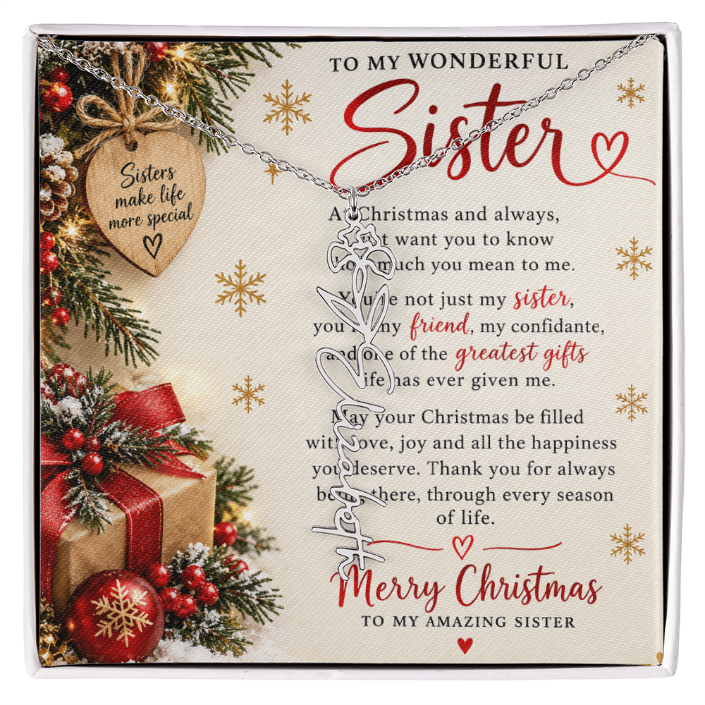 Sister Gift Flower Name Necklace – Personalised Jewellery for Her