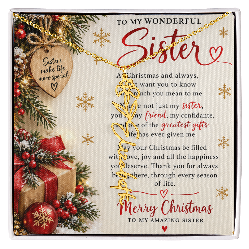 Sister Gift Flower Name Necklace – Personalised Jewellery for Her