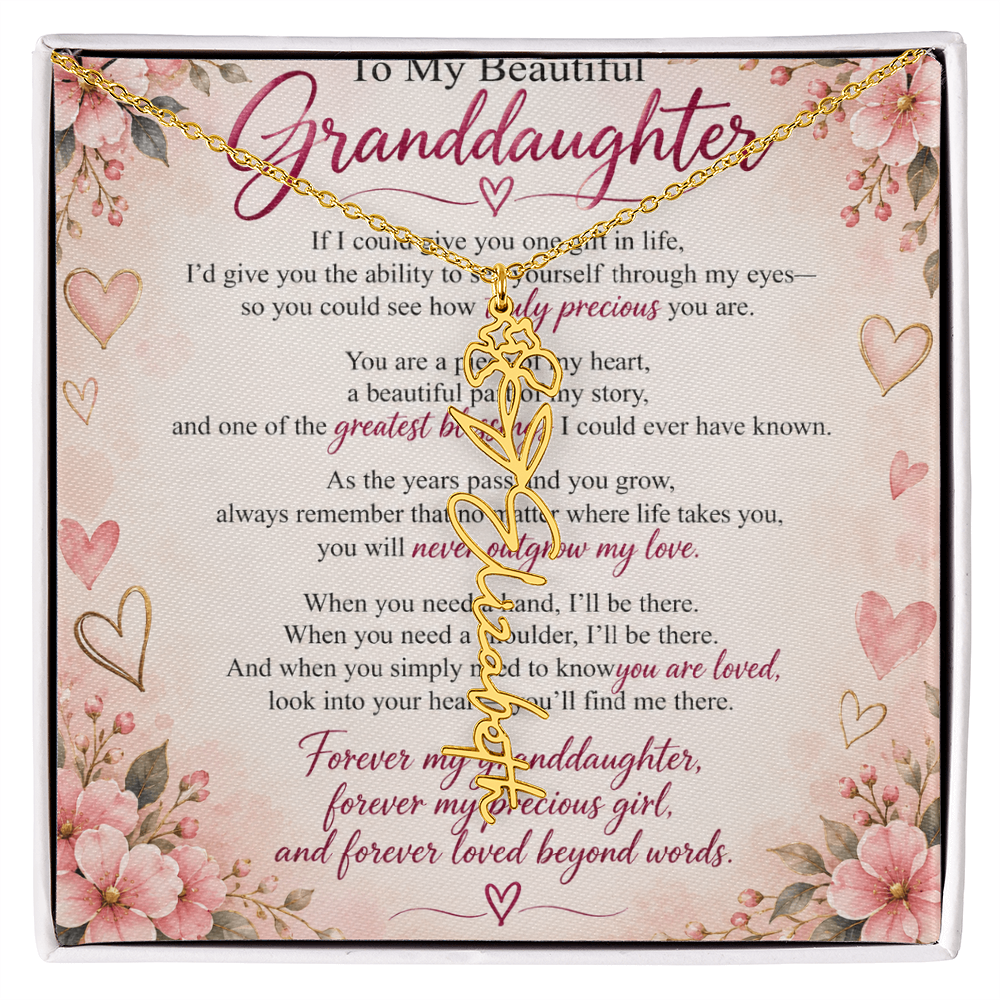 Granddaughter Flower Name Necklace – Personalised Gift from Grandma