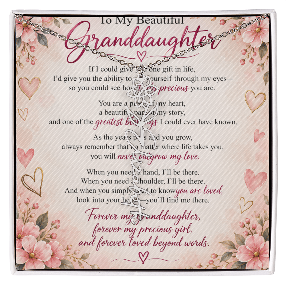 Granddaughter Flower Name Necklace – Personalised Gift from Grandma