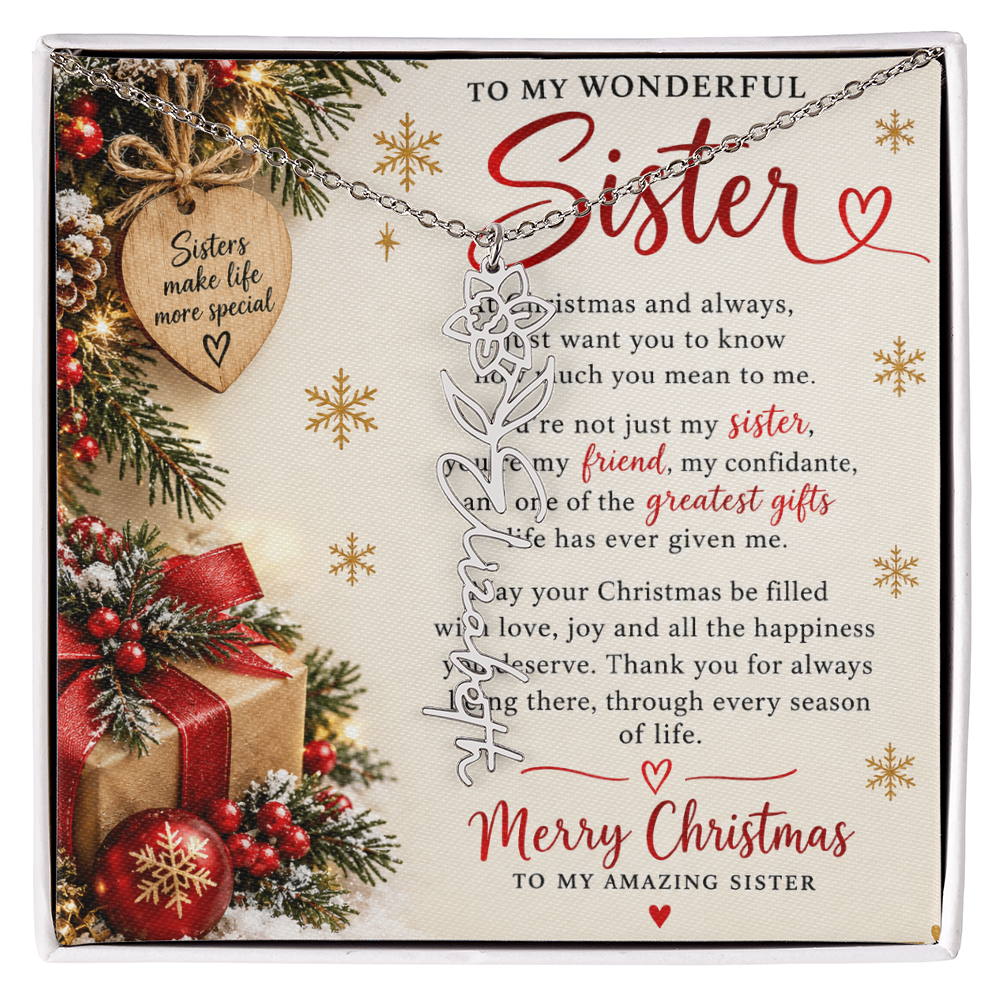 Sister Gift Flower Name Necklace – Personalised Jewellery for Her