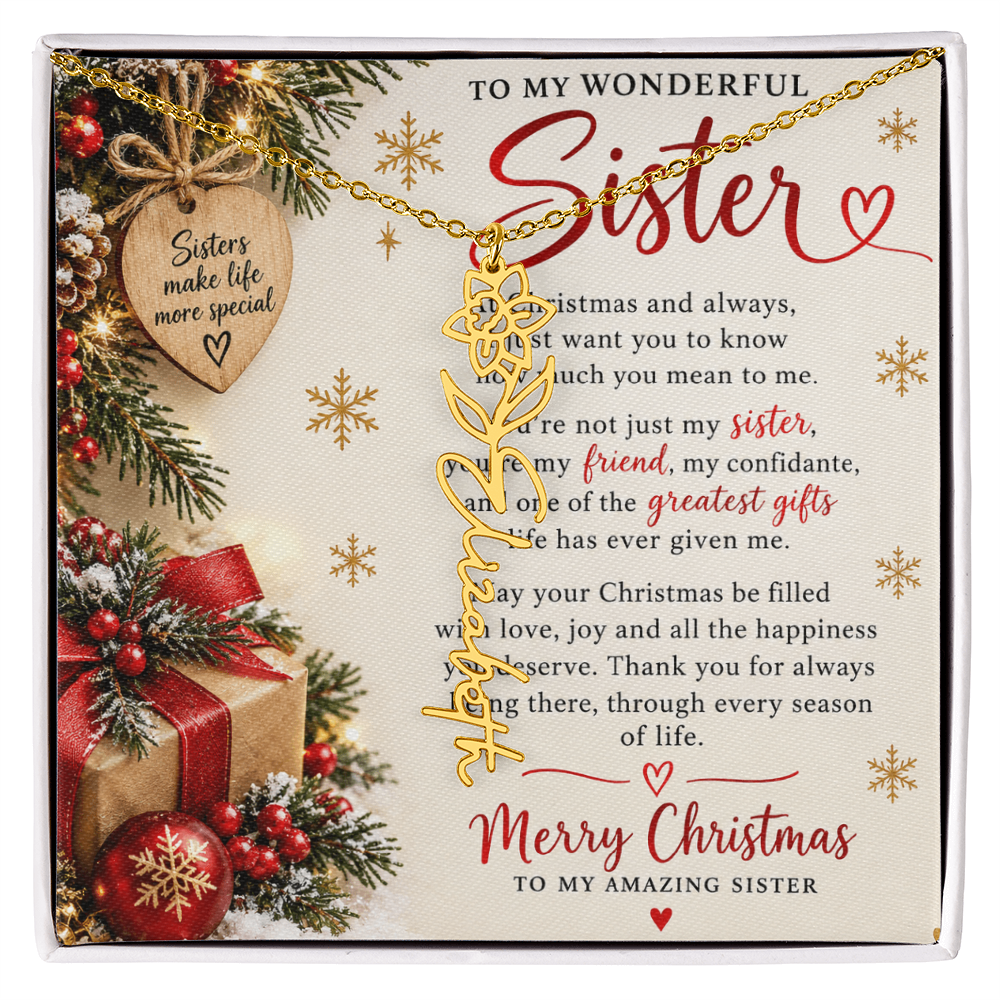 Sister Gift Flower Name Necklace – Personalised Jewellery for Her