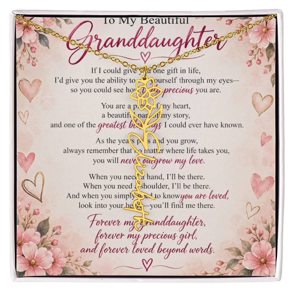 Granddaughter Flower Name Necklace – Personalised Gift from Grandma