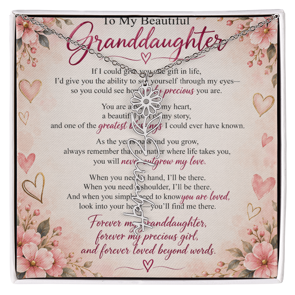 Granddaughter Flower Name Necklace – Personalised Gift from Grandma