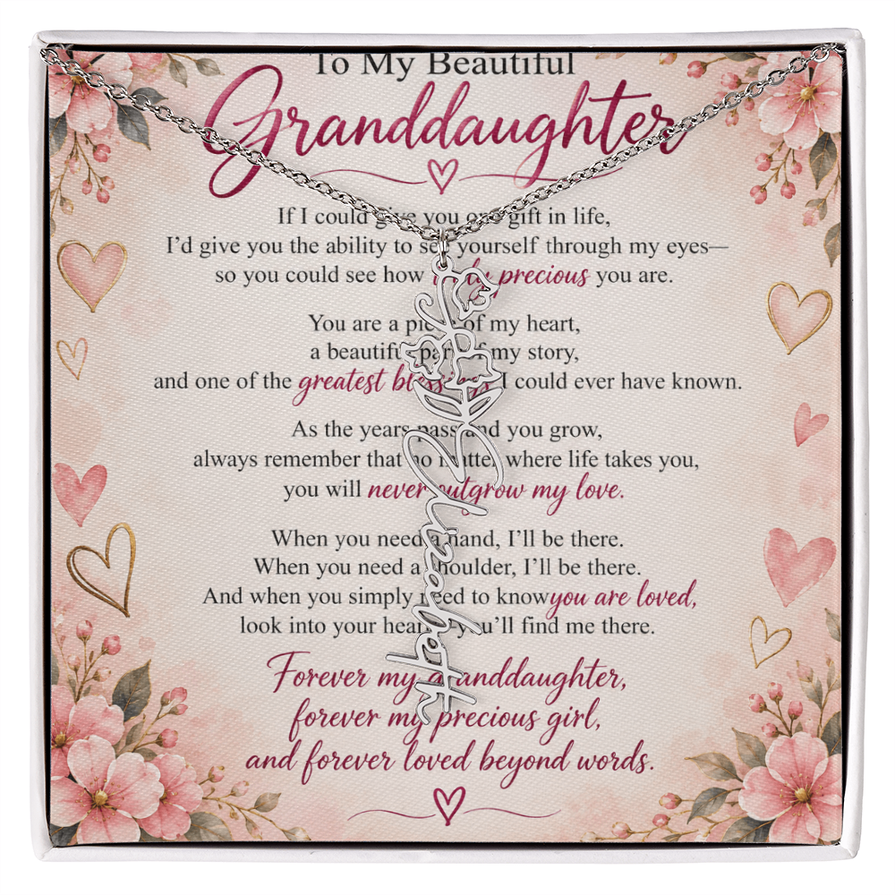 Granddaughter Flower Name Necklace – Personalised Gift from Grandma