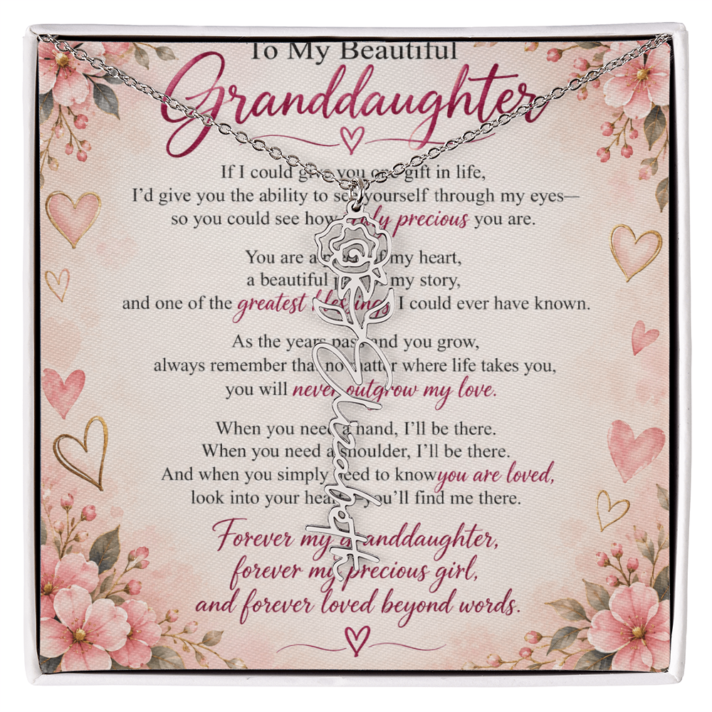 Granddaughter Flower Name Necklace – Personalised Gift from Grandma