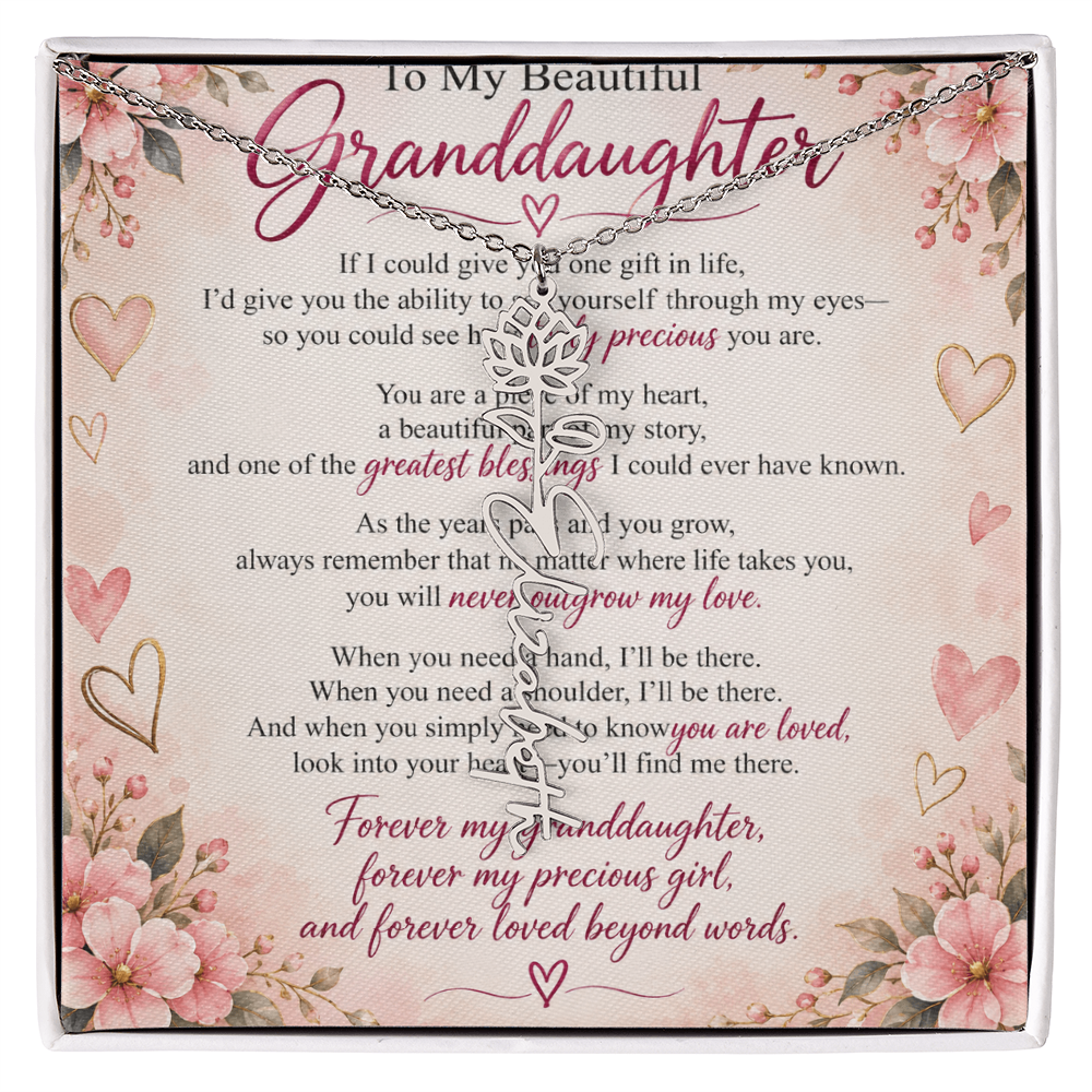 Granddaughter Flower Name Necklace – Personalised Gift from Grandma
