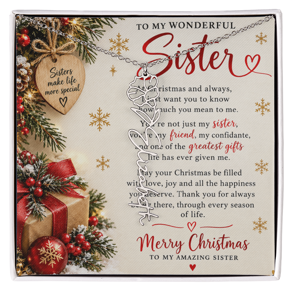 Sister Gift Flower Name Necklace – Personalised Jewellery for Her