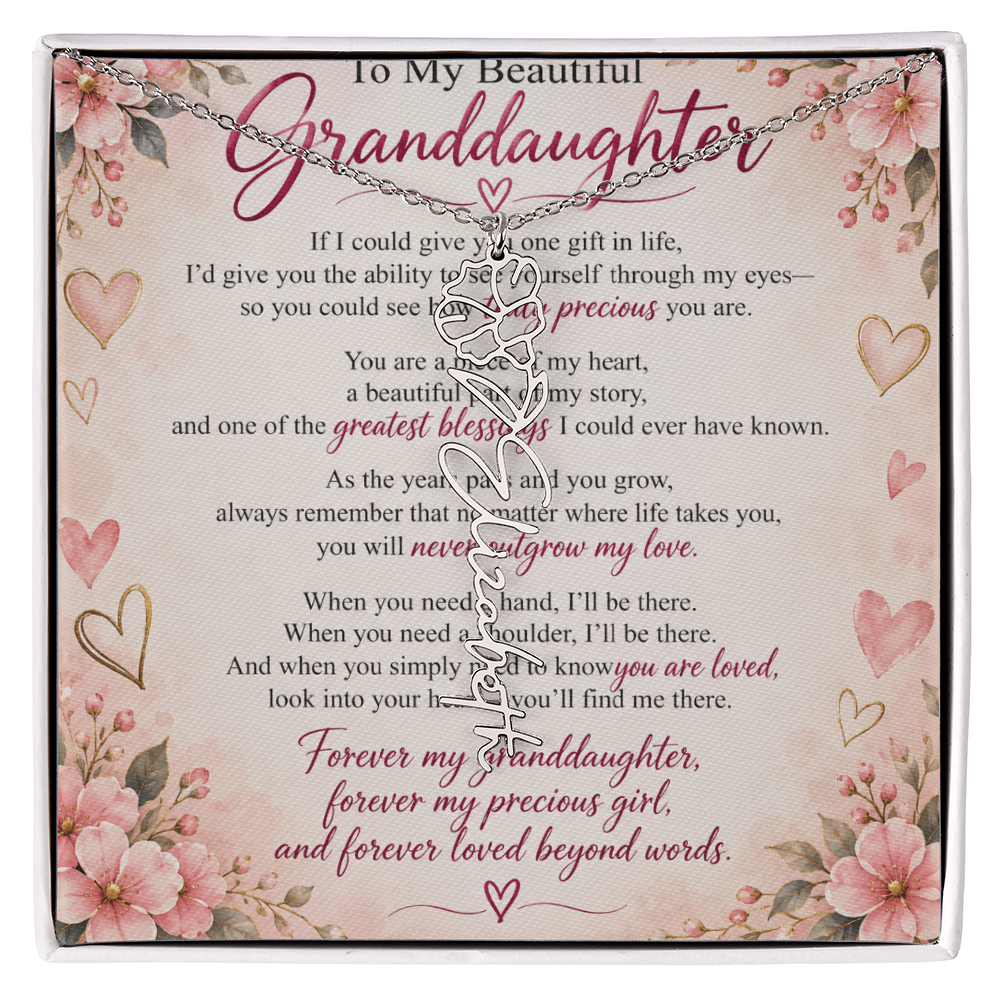 Granddaughter Flower Name Necklace – Personalised Gift from Grandma