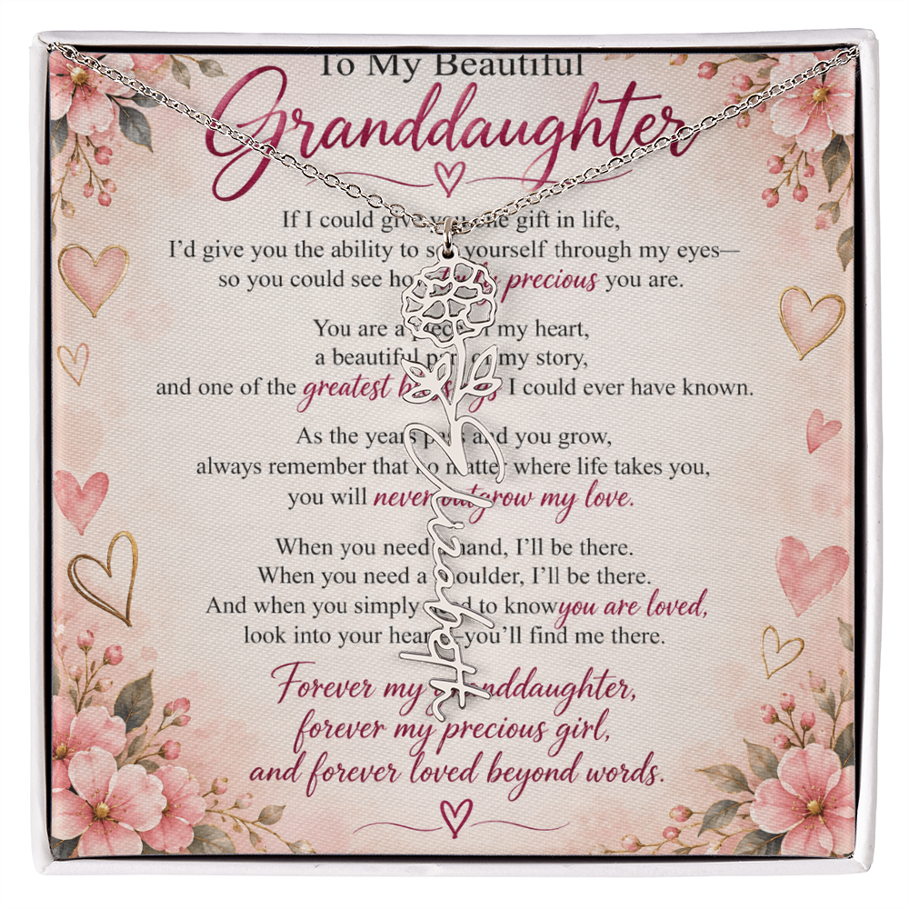 Granddaughter Flower Name Necklace – Personalised Gift from Grandma