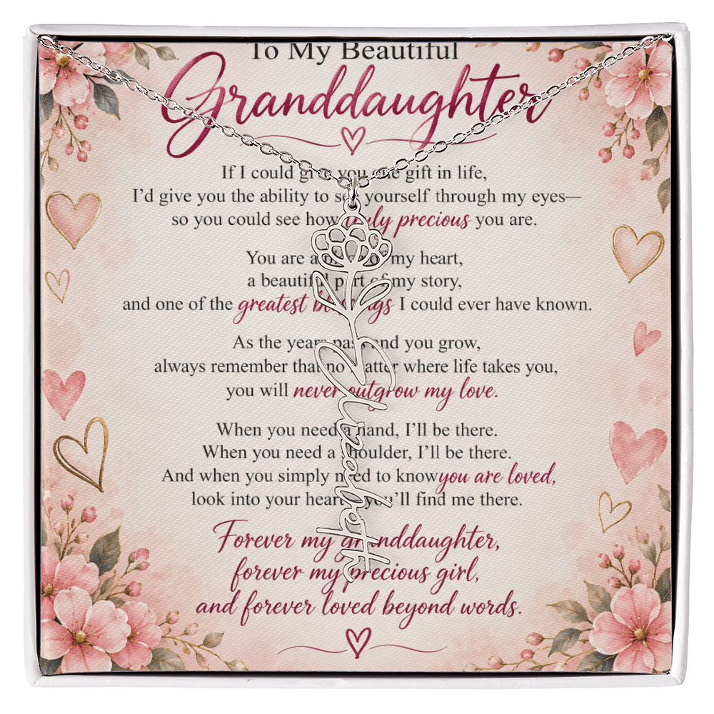 Granddaughter Flower Name Necklace – Personalised Gift from Grandma