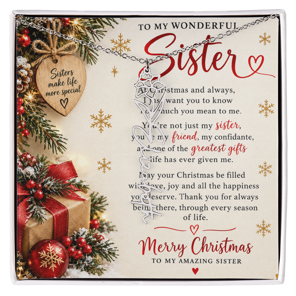 Sister Gift Flower Name Necklace – Personalised Jewellery for Her