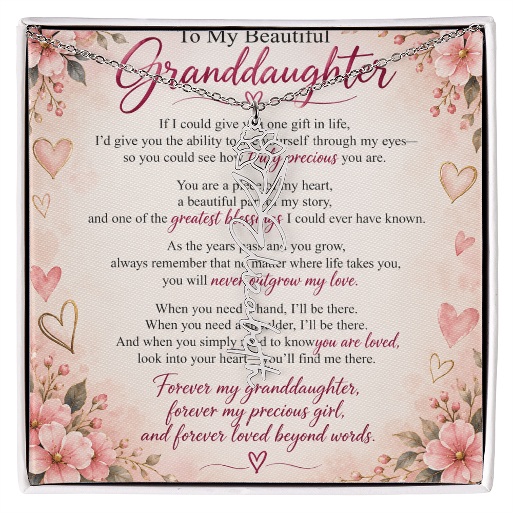 Granddaughter Flower Name Necklace – Personalised Gift from Grandma