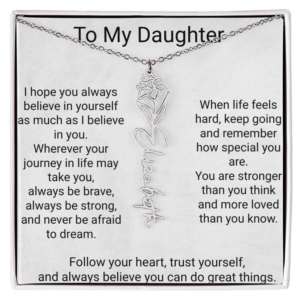 Personalised Flower Name Necklace for Daughter – Beautiful  Special Gift