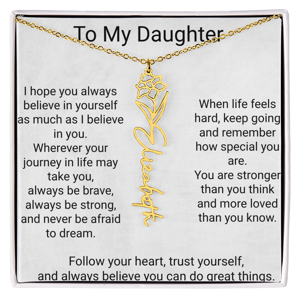 Personalised Flower Name Necklace for Daughter – Beautiful  Special Gift