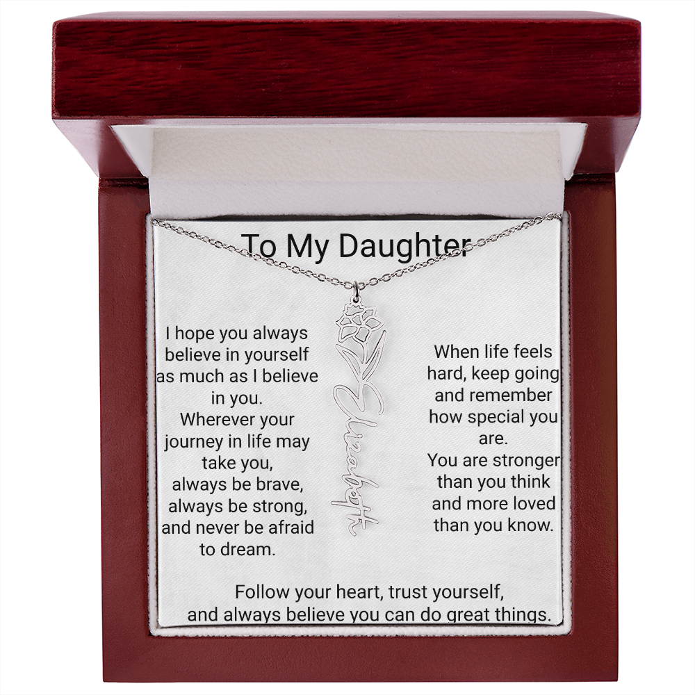 Personalised Flower Name Necklace for Daughter – Beautiful  Special Gift