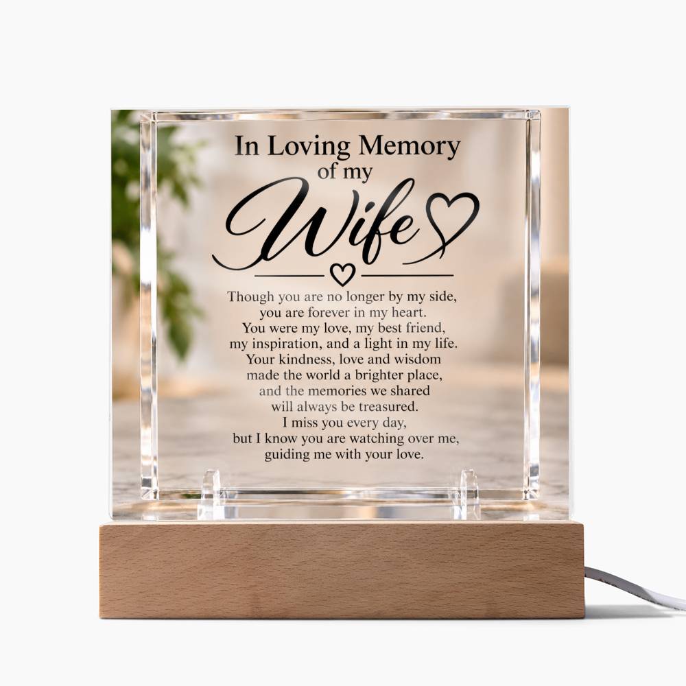 Wife Memorial Acrylic Square Plaque – In Loving Memory Tribute