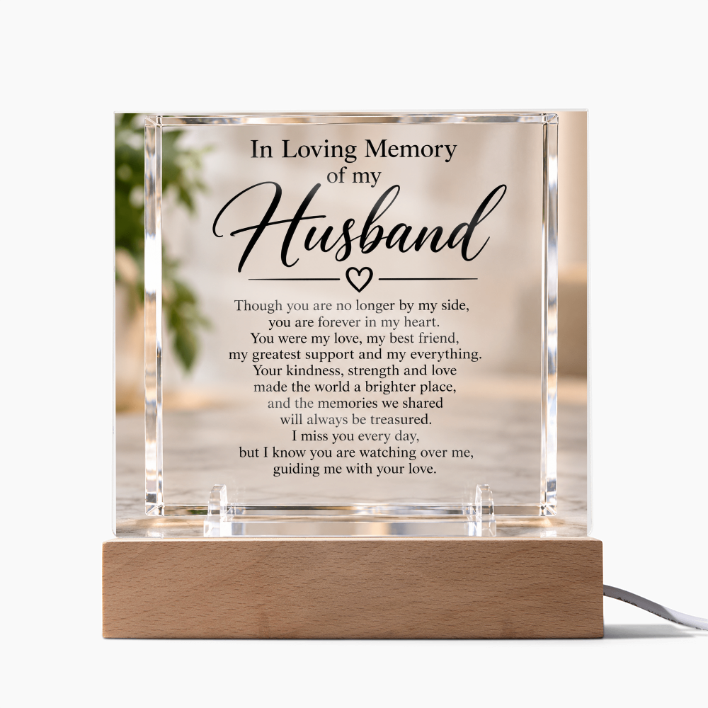 Husband Memorial Acrylic Square Plaque – In Loving Memory Tribute
