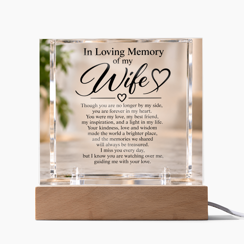 Wife Memorial Acrylic Square Plaque – In Loving Memory Tribute