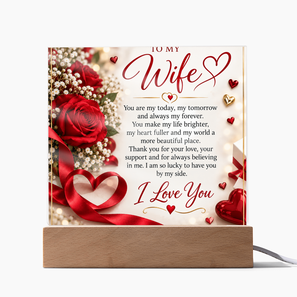 Wife Gift Acrylic Square Plaque – Personalised Romantic Photo Keepsake