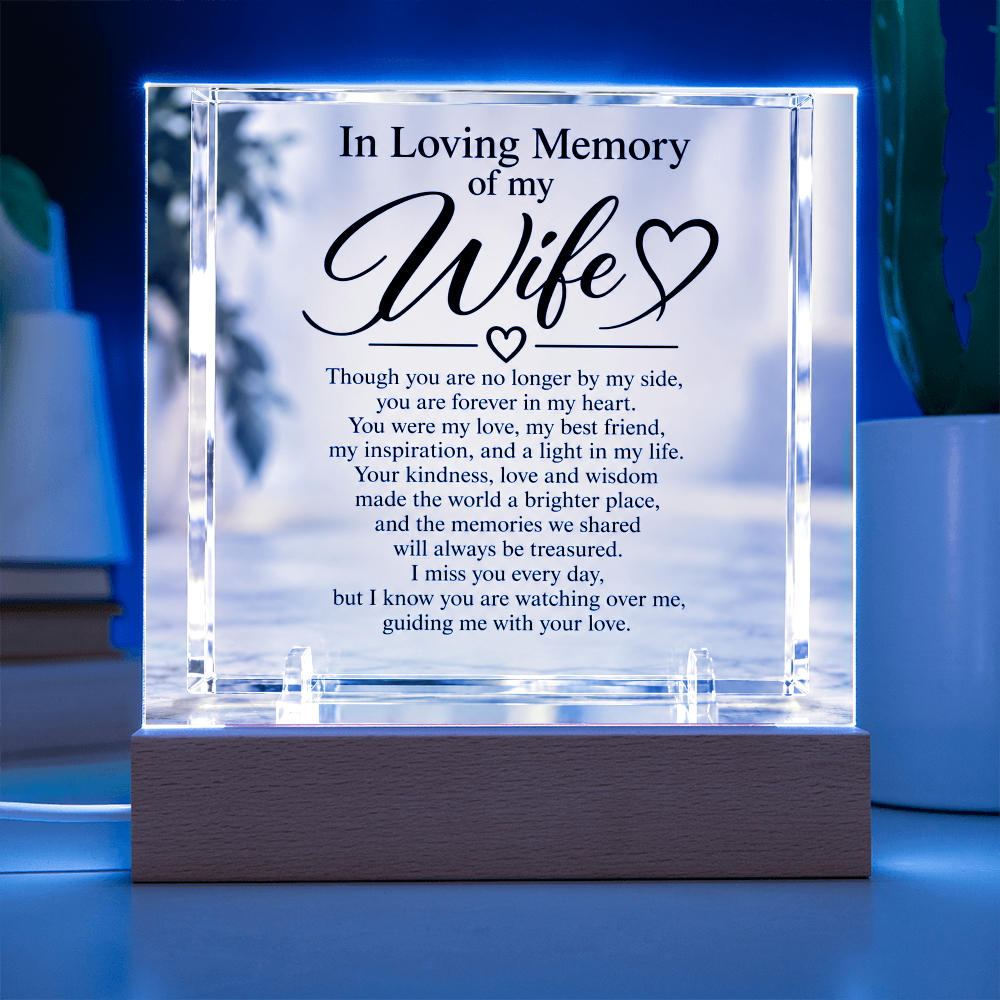 Wife Memorial Acrylic Square Plaque – In Loving Memory Tribute