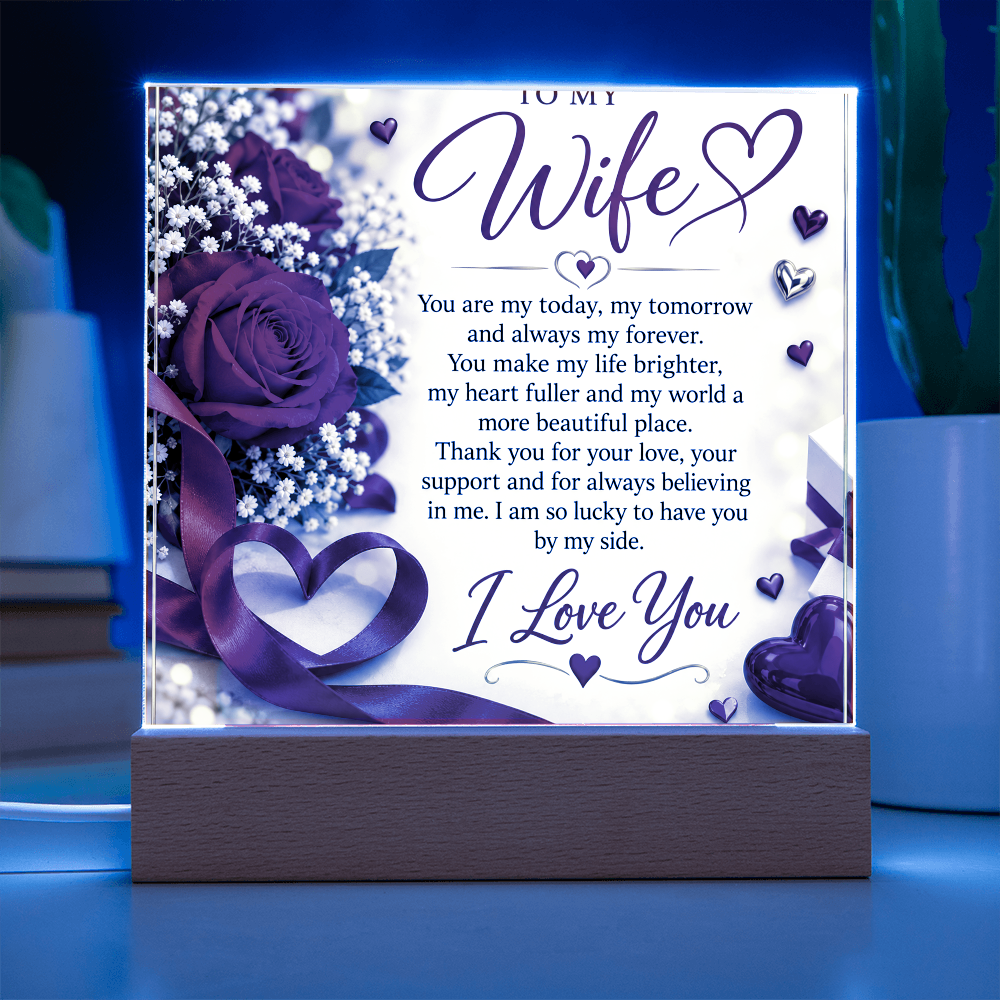 Wife Gift Acrylic Square Plaque – Personalised Romantic Photo Keepsake