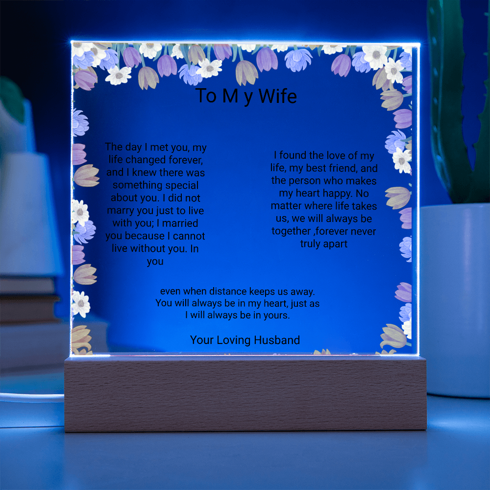 Wife's Gift – Personalised Acrylic Plaque | Romantic Birthday & Anniversary Keepsake