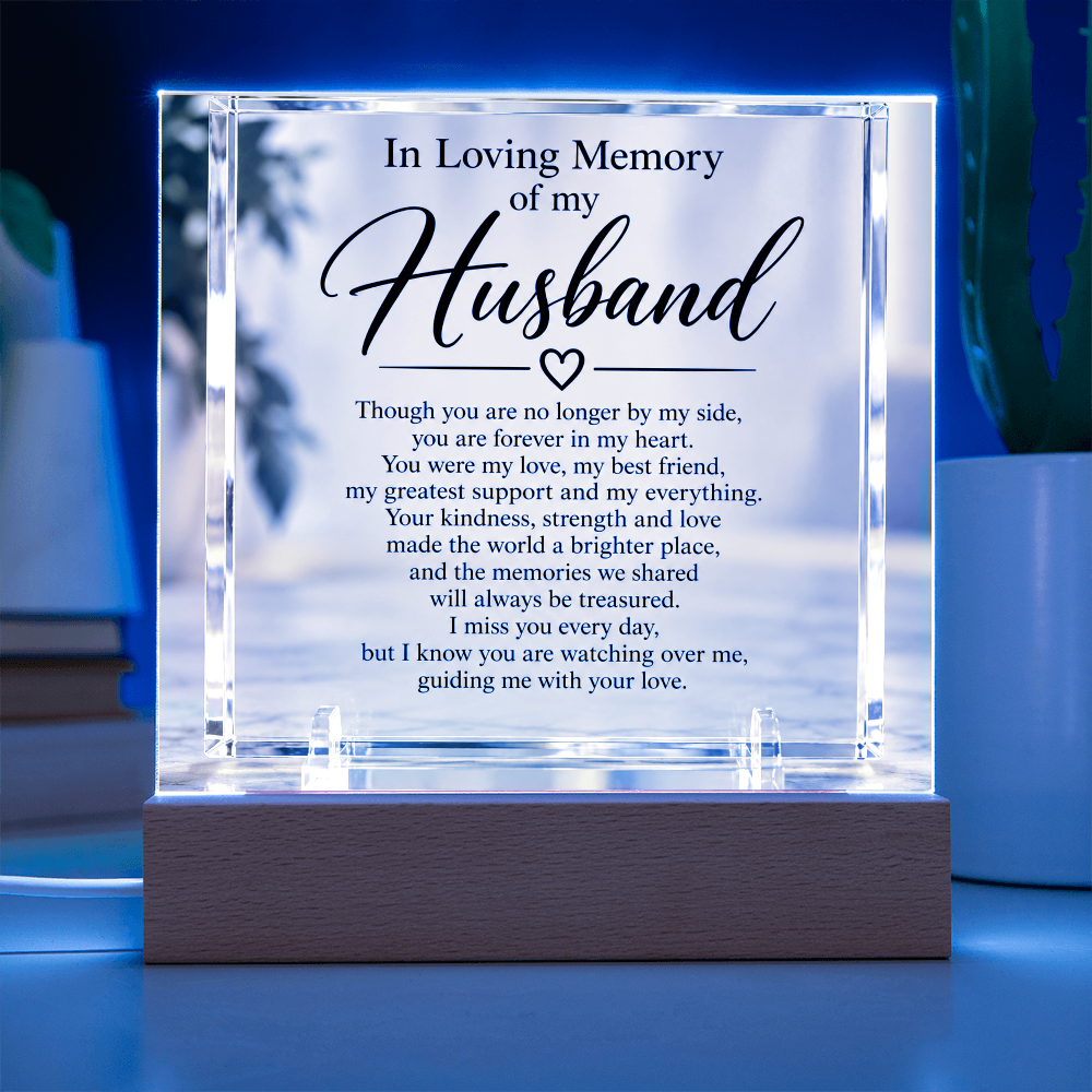 Husband Memorial Acrylic Square Plaque – In Loving Memory Tribute