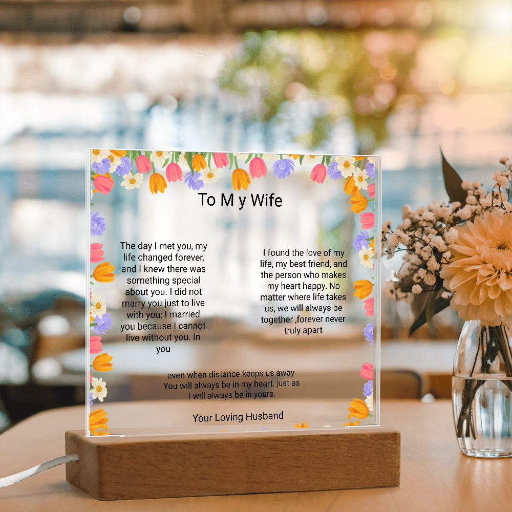 Wife's Gift – Personalised Acrylic Plaque | Romantic Birthday & Anniversary Keepsake