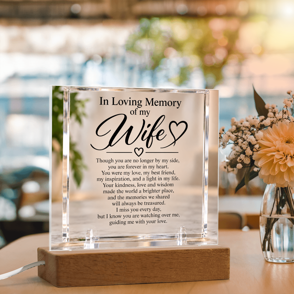Wife Memorial Acrylic Square Plaque – In Loving Memory Tribute