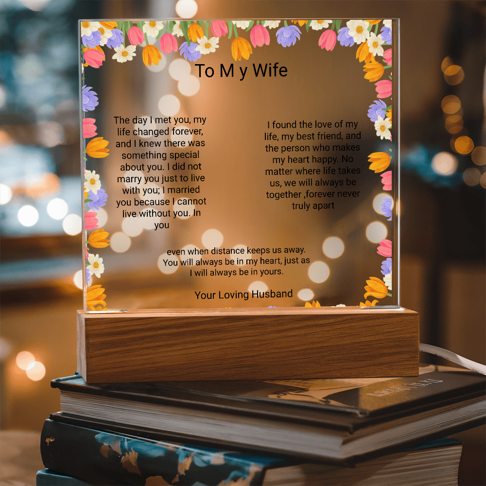 Wife's Gift – Personalised Acrylic Plaque | Romantic Birthday & Anniversary Keepsake