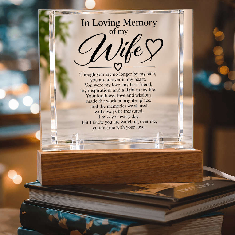 Wife Memorial Acrylic Square Plaque – In Loving Memory Tribute