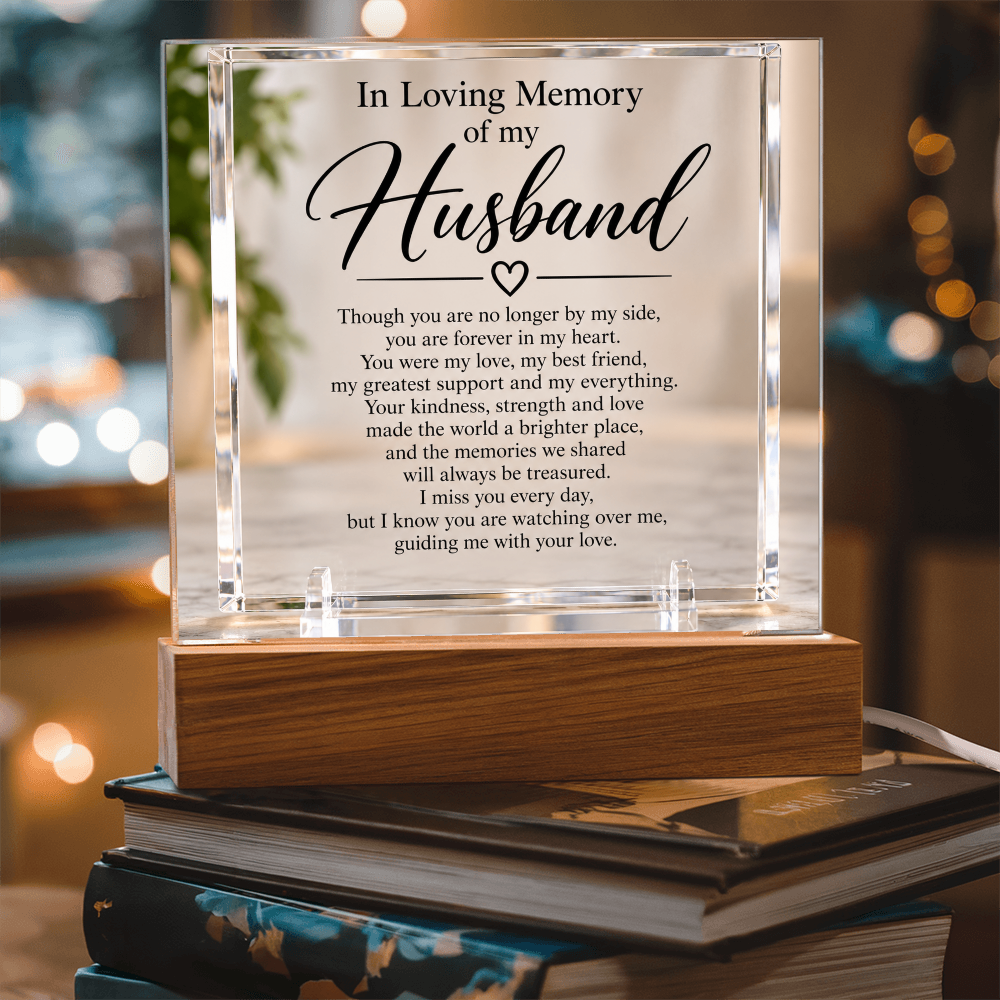 Husband Memorial Acrylic Square Plaque – In Loving Memory Tribute