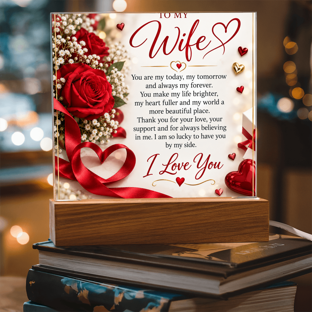 Wife Gift Acrylic Square Plaque – Personalised Romantic Photo Keepsake