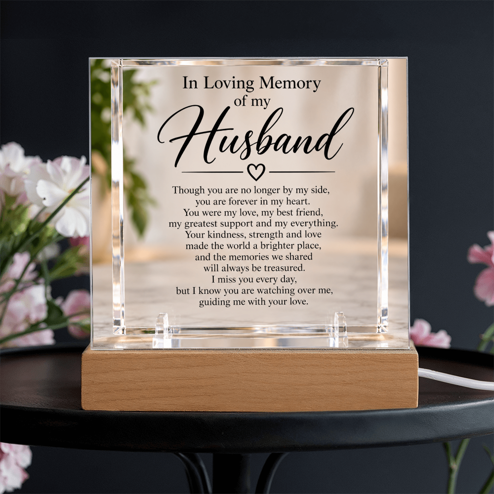 Husband Memorial Acrylic Square Plaque – In Loving Memory Tribute