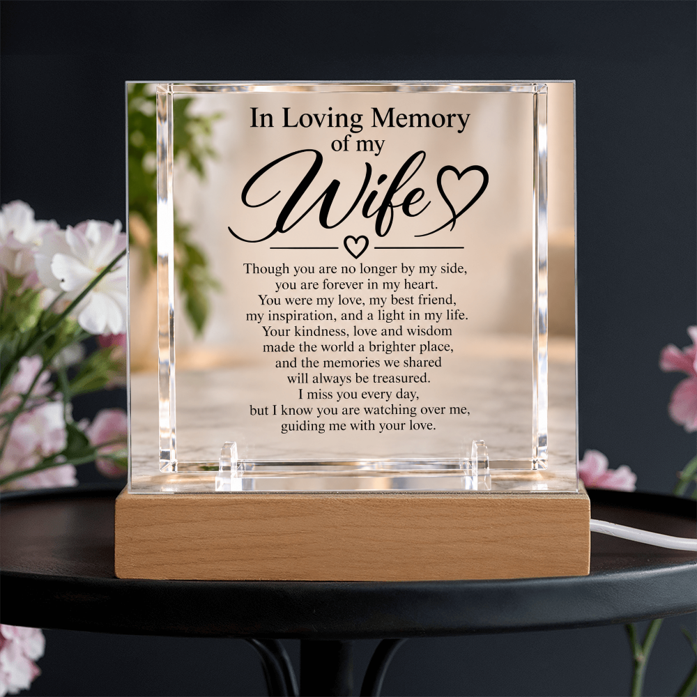 Wife Memorial Acrylic Square Plaque – In Loving Memory Tribute