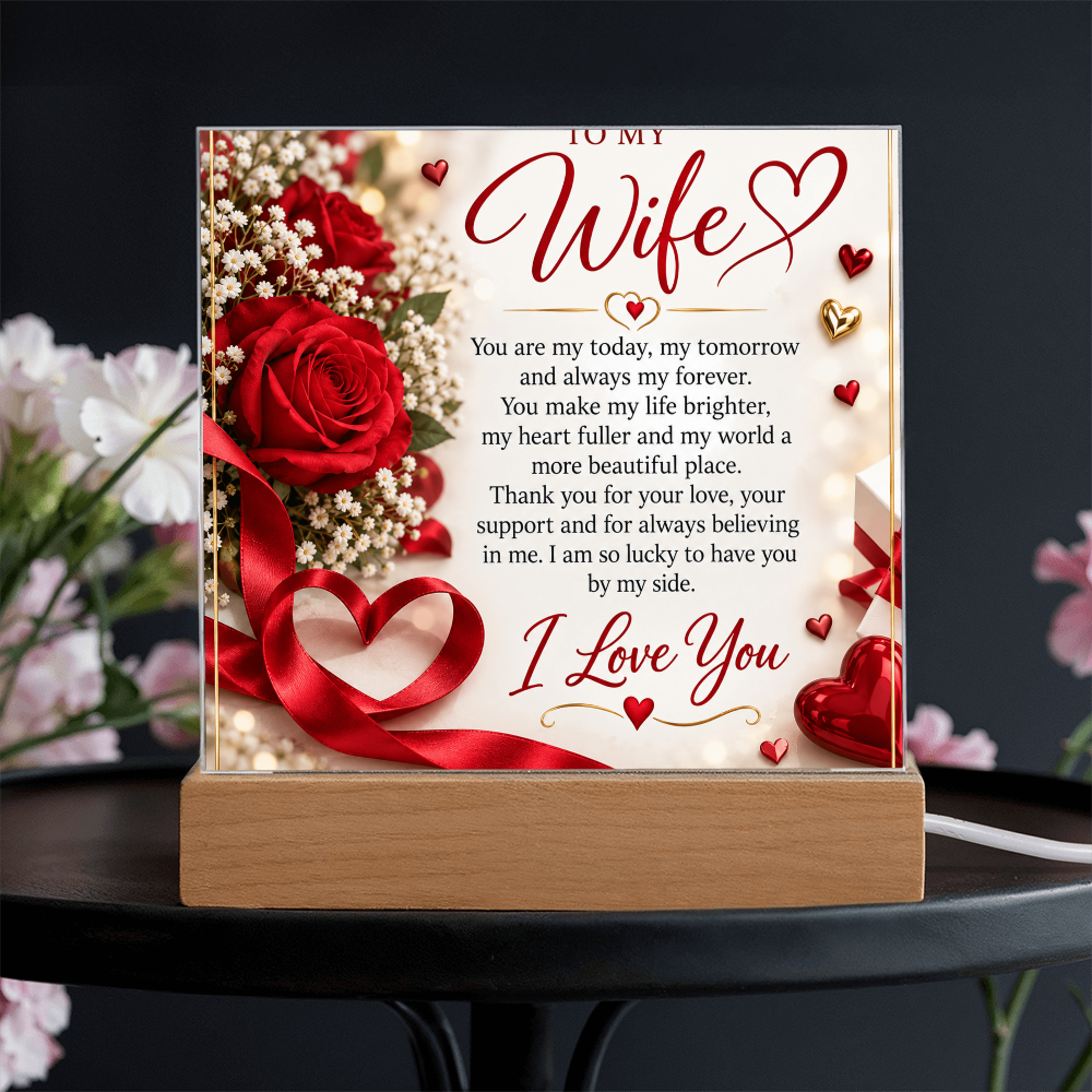 Wife Gift Acrylic Square Plaque – Personalised Romantic Photo Keepsake
