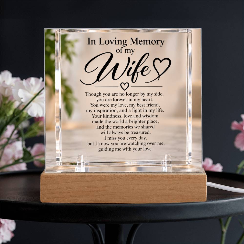 Wife Memorial Acrylic Square Plaque – In Loving Memory Tribute
