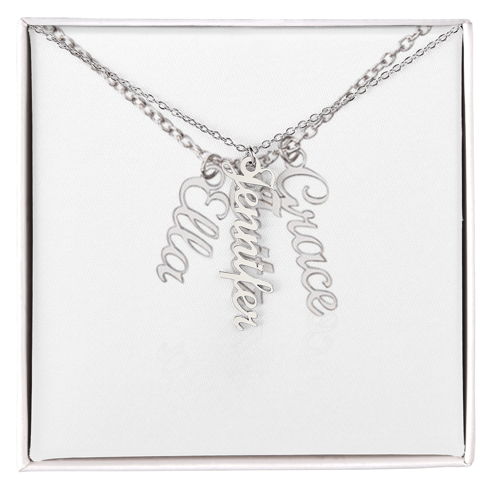 Elegant Multi Vertical Name Necklace – Personalized Family Jewelry
