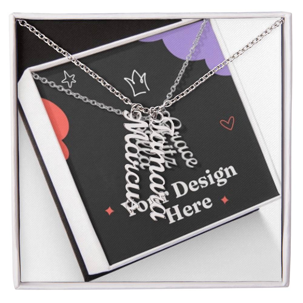 Elegant Multi Vertical Name Necklace – Personalized Family Jewelry