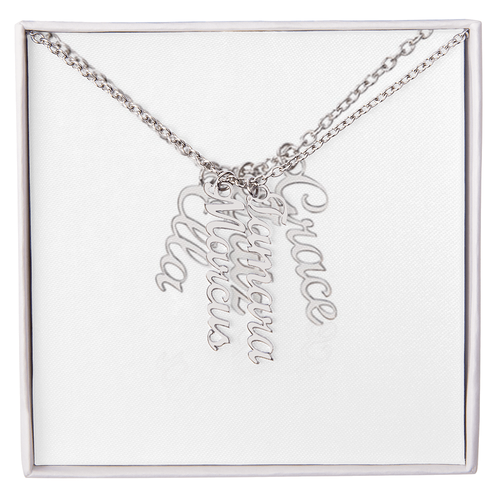Elegant Multi Vertical Name Necklace – Personalized Family Jewelry